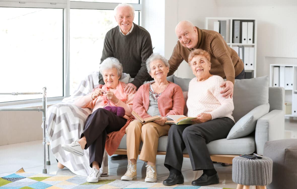 group of elderly smiling